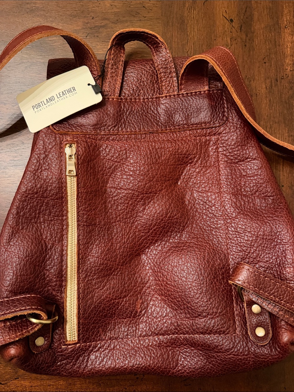 Women’s Boston Nutmeg Leather Backpack - Picture 8 of 9
